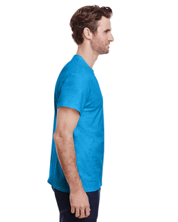 Sample of Gildan G500 - Adult 5.3 oz. T-Shirt in HEATHER SAPPHIRE from side sleeveleft
