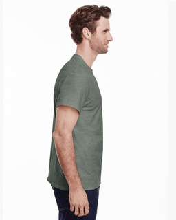 Sample of Gildan G500 - Adult 5.3 oz. T-Shirt in HTHR MILITRY GRN from side sleeveleft