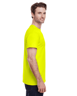 Sample of Gildan G500 - Adult 5.3 oz. T-Shirt in SAFETY GREEN from side sleeveleft