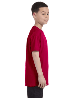 Sample of Gildan G500B - Youth 5.3 oz. T-Shirt in GARNET from side sleeveleft