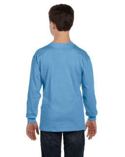 Sample of G540B - Youth 5.3 oz. Long-Sleeve T-Shirt in CAROLINA BLUE from side back