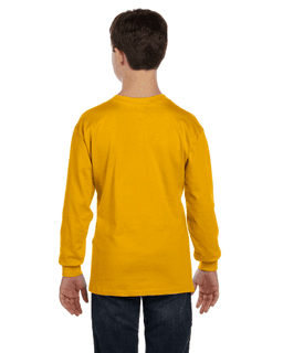 Sample of G540B - Youth 5.3 oz. Long-Sleeve T-Shirt in GOLD from side back