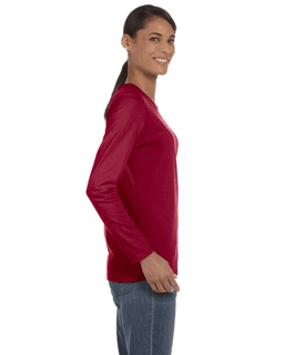 Sample of Gildan G540L - Ladies' 5.3 oz. Long-Sleeve T-Shirt in CARDINAL RED from side sleeveleft