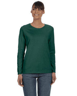 Sample of Gildan G540L - Ladies' 5.3 oz. Long-Sleeve T-Shirt in FOREST GREEN from side front