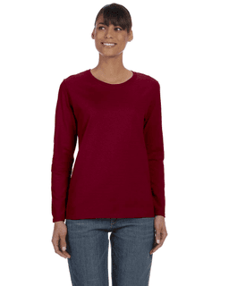 Sample of Gildan G540L - Ladies' 5.3 oz. Long-Sleeve T-Shirt in GARNET from side front