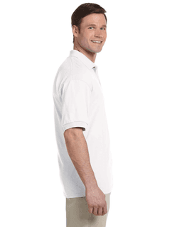 Sample of Gildan G880 - Adult 6 oz. 50/50 Jersey Polo in WHITE from side sleeveleft