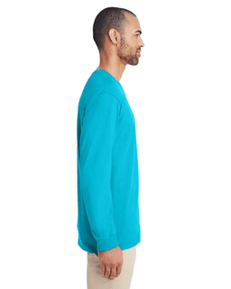 Sample of Hammer&trade; Adult Long-Sleeve T-Shirt in LAGOON BLUE from side sleeveleft