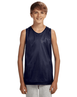 Sample of A4 N2206 Youth Reversible Mesh Tank in NAVY WHITE from side front