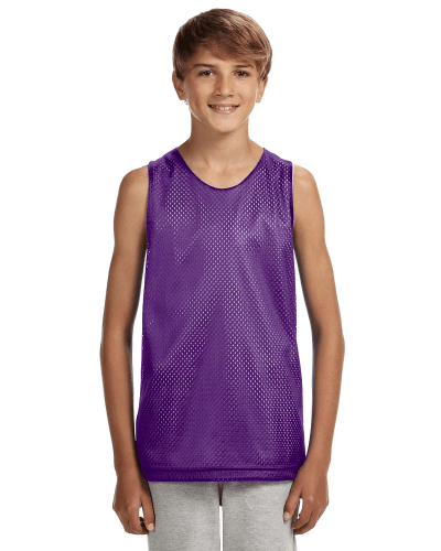 Sample of A4 N2206 Youth Reversible Mesh Tank in PURPLE WHITE style