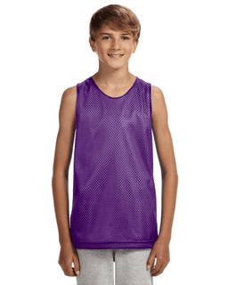 Sample of A4 N2206 Youth Reversible Mesh Tank in PURPLE WHITE from side front