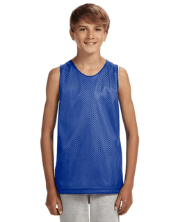 Sample of A4 N2206 Youth Reversible Mesh Tank in ROYAL WHITE from side front