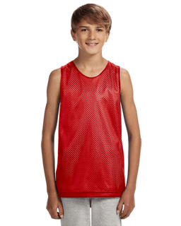 Sample of A4 N2206 Youth Reversible Mesh Tank in SCARLET WHITE from side front