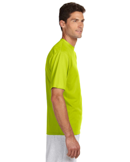 Sample of A4 N3142 - Men's Short-Sleeve Cooling 100% Polyester Performance Crew in SAFETY YELLOW from side sleeveleft