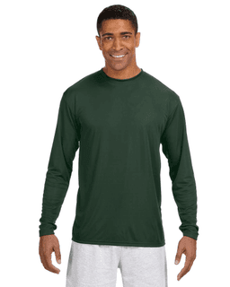 Sample of A4 N3165 - Men's Long-Sleeve Cooling Performance Crew in FOREST GREEN from side front