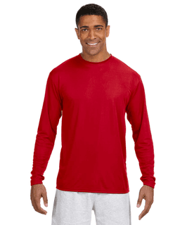 Sample of A4 N3165 - Men's Long-Sleeve Cooling Performance Crew in SCARLET from side front