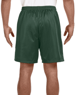Sample of A4 N5293 Adult Seven Inch Inseam Mesh Short in FOREST GREEN from side back