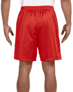Sample of A4 N5293 Adult Seven Inch Inseam Mesh Short in SCARLET from side back