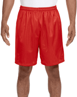 Sample of A4 N5293 Adult Seven Inch Inseam Mesh Short in SCARLET from side front