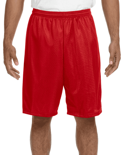 Sample of A4 N5296 Adult Nine Inch Inseam Mesh Short in SCARLET style