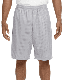 Sample of A4 N5296 Adult Nine Inch Inseam Mesh Short in SILVER from side front