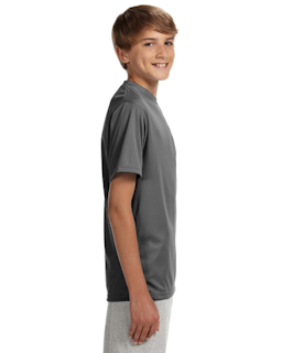 Sample of A4 NB3142 Youth Short-Sleeve Cooling Performance Crew in GRAPHITE from side sleeveleft