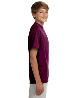 Sample of A4 NB3142 Youth Short-Sleeve Cooling Performance Crew in MAROON from side sleeveleft