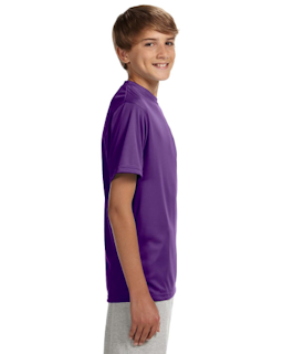 Sample of A4 NB3142 Youth Short-Sleeve Cooling Performance Crew in PURPLE from side sleeveleft