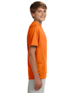 Sample of A4 NB3142 Youth Short-Sleeve Cooling Performance Crew in SAFETY ORANGE from side sleeveleft