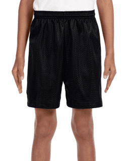 Sample of A4 NB5301 Youth Six Inch Inseam Mesh Short in BLACK from side front