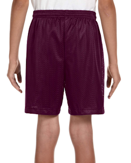 Sample of A4 NB5301 Youth Six Inch Inseam Mesh Short in MAROON from side back