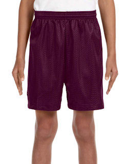 Sample of A4 NB5301 Youth Six Inch Inseam Mesh Short in MAROON from side front