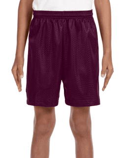 Sample of A4 NB5301 Youth Six Inch Inseam Mesh Short in MAROON from side front