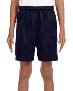Sample of A4 NB5301 Youth Six Inch Inseam Mesh Short in NAVY from side front