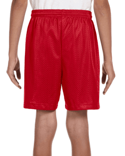 Sample of A4 NB5301 Youth Six Inch Inseam Mesh Short in SCARLET from side back