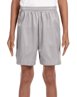 Sample of A4 NB5301 Youth Six Inch Inseam Mesh Short in SILVER from side front