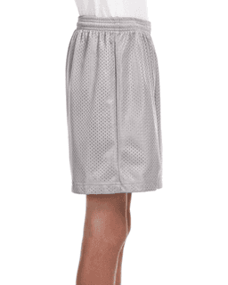Sample of A4 NB5301 Youth Six Inch Inseam Mesh Short in SILVER from side sleeveleft