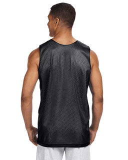Sample of A4 NF1270 Men's Reversible Mesh Tank in BLACK WHITE from side back