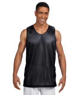 Sample of A4 NF1270 Men's Reversible Mesh Tank in BLACK WHITE from side front