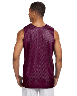 Sample of A4 NF1270 Men's Reversible Mesh Tank in MAROON WHITE from side back