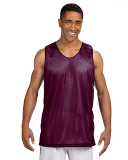 Sample of A4 NF1270 Men's Reversible Mesh Tank in MAROON WHITE from side front