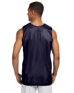 Sample of A4 NF1270 Men's Reversible Mesh Tank in NAVY WHITE from side back