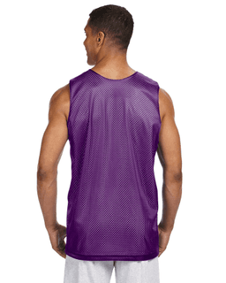 Sample of A4 NF1270 Men's Reversible Mesh Tank in PURPLE WHITE from side back