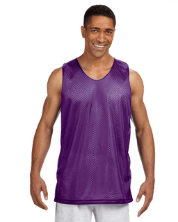 Sample of A4 NF1270 Men's Reversible Mesh Tank in PURPLE WHITE from side front