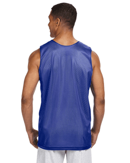 Sample of A4 NF1270 Men's Reversible Mesh Tank in ROYAL WHITE from side back