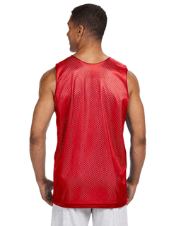 Sample of A4 NF1270 Men's Reversible Mesh Tank in SCARLET WHITE from side back