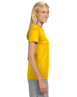 Sample of A4 NW3201 Ladies' Short-Sleeve Cooling Performance Crew in GOLD from side sleeveleft