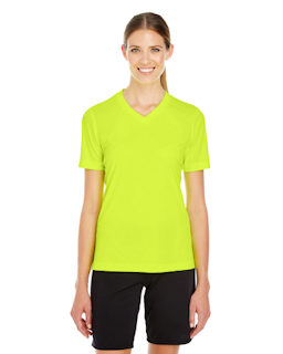 Sample of Team 365 TT11W - Ladies' Zone Performance T-Shirt in SAFETY YELLOW from side front