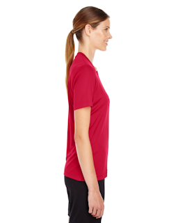 Sample of Team 365 TT11W - Ladies' Zone Performance T-Shirt in SPORT SCRLET RED from side sleeveleft