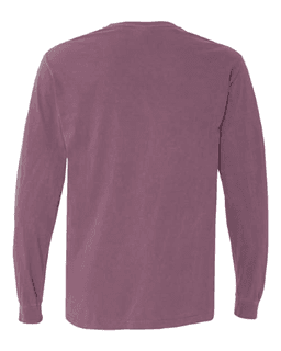 Sample of 6.1 Ounce Ringspun Cotton Long Sleeve T-Shirt in Berry from side back