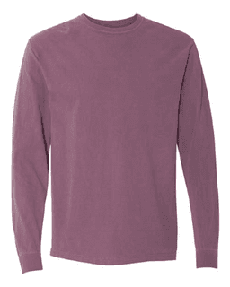 Sample of 6.1 Ounce Ringspun Cotton Long Sleeve T-Shirt in Berry from side front